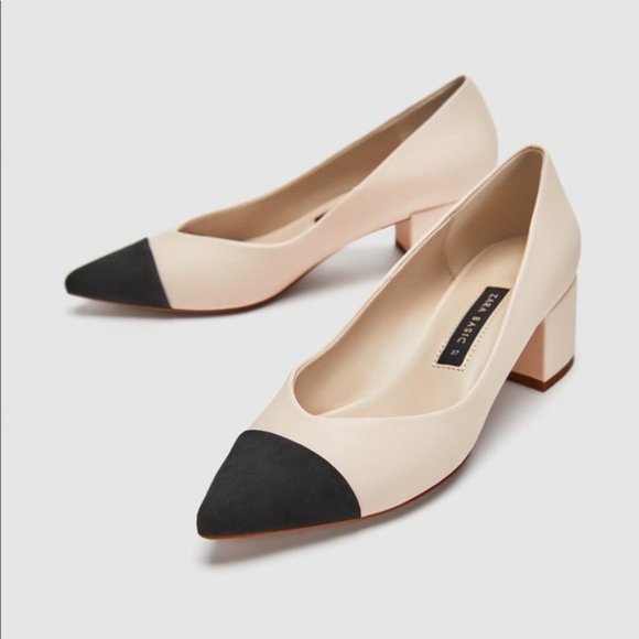 Zara Shoes - Mid-Heel Shoes w/ Contrasting Toe Cap by ZARA